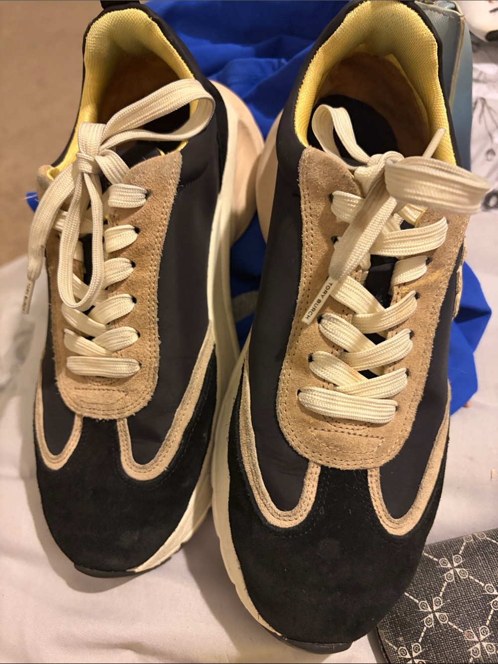 Tory Burch Women's black and Beige Runner Sneakers - Picture 4 of 6